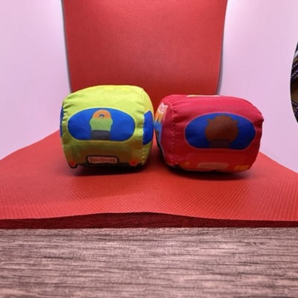 Melissa And Doug Take Along Cars Lot Of 2 Donuts & Taxi Soft Rattle Baby toy Car